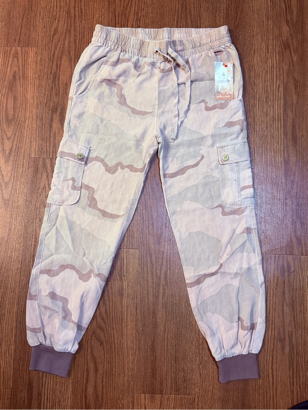 NWT Da-Nang Silk Desert Camo Cargo Jogger Pants, Size S